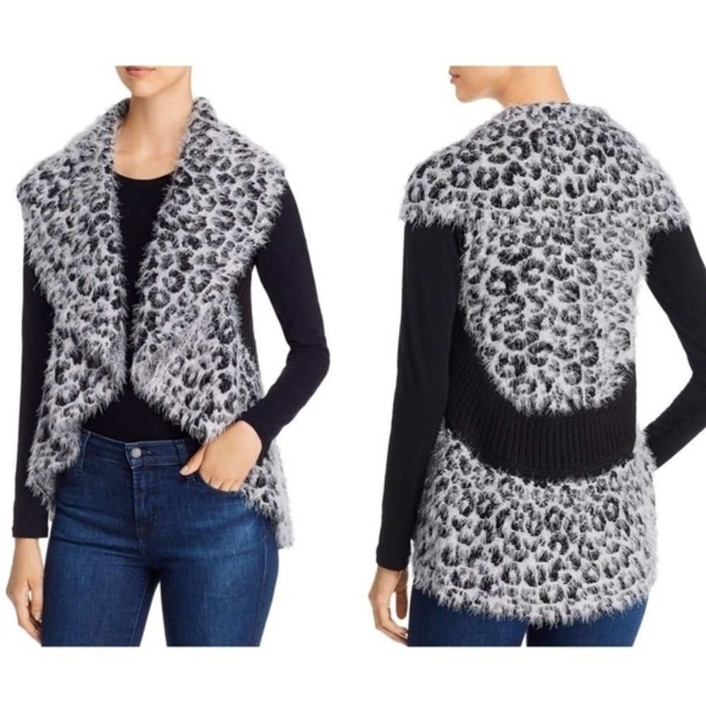 Anthropologie Sioni Draped Leopard Print Sweater Vest S/M NWOT